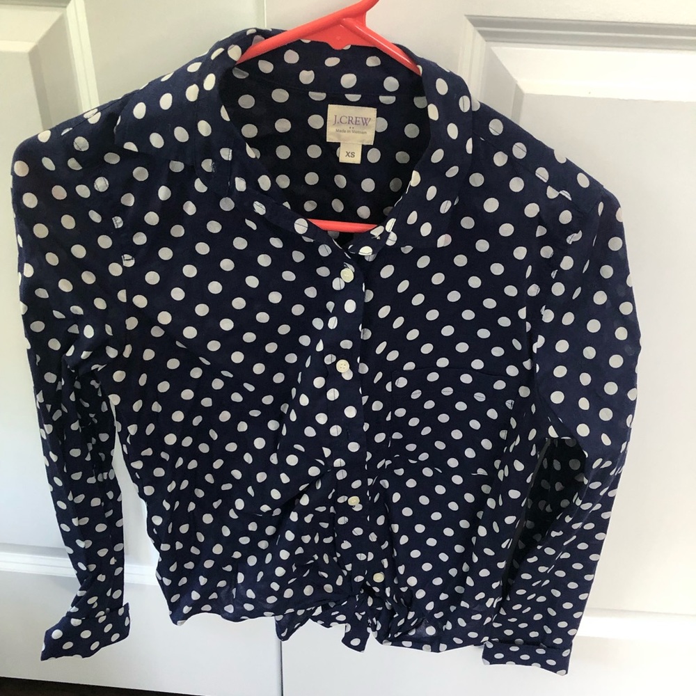 JCrew Long Sleeve Polka Dot Button Down